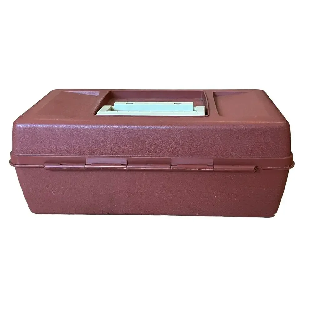 Woodstream Old Pal Tackle Box Vintage PF1040 w/ Folding Tray VTG Copper & Beige